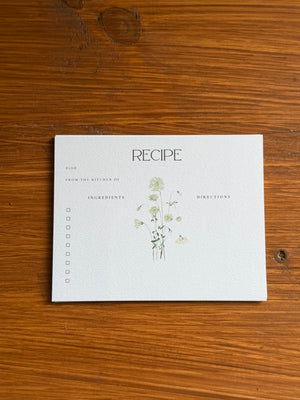 White Flowers Recipe Cards