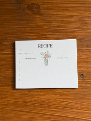 Rose in Vase Recipe Cards