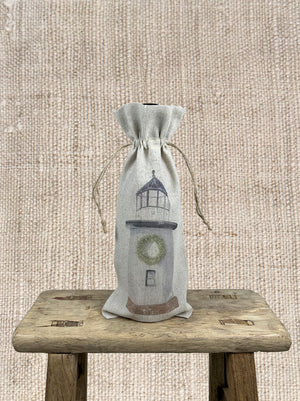 WINTER LIGHTHOUSE WINE TOTE