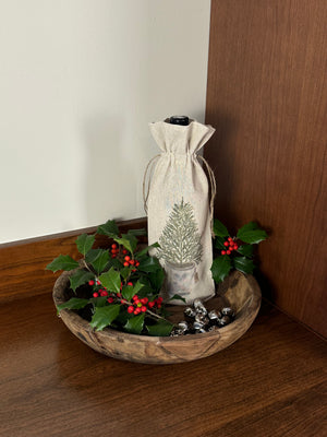 HOLIDAY TREE IN TIN WINE TOTE