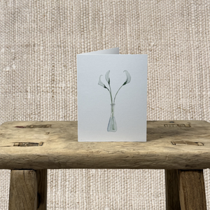 CALLA LILIES IN GLASS VASE GREETING CARD