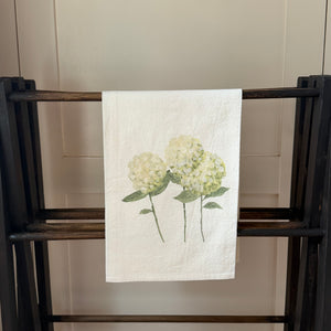 WHITE HYDRANGEAS TEA TOWEL