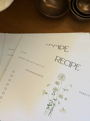 White Flowers Recipe Cards